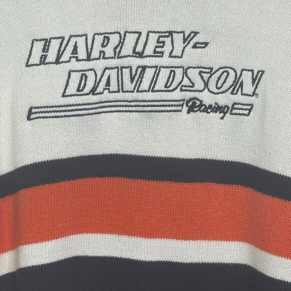 Vintage Harley Davidson Racing Sweater 100% Cotton Stripes Pullover Sweater - Picture 3 of 8